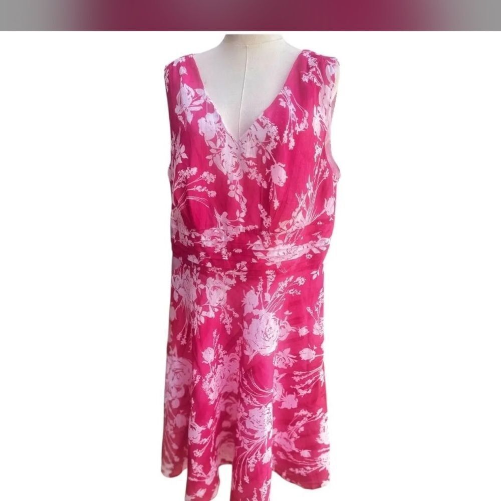 Fashion Bug Pink Floral Fit & Flare Dress Size 2X MSRP 49.50